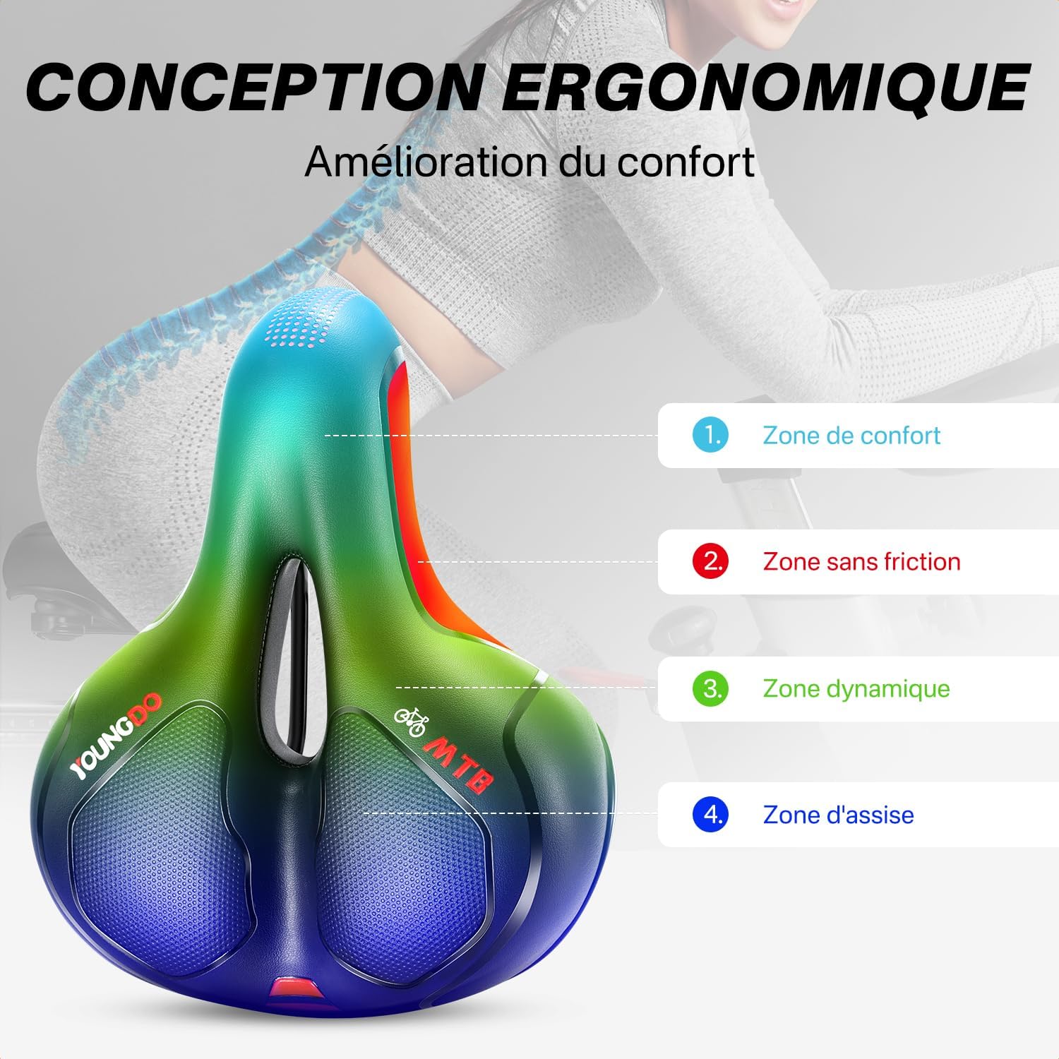 Selle de Vélo Confortable en Gel et Ergonomique - Marque N87 - Pour VTT