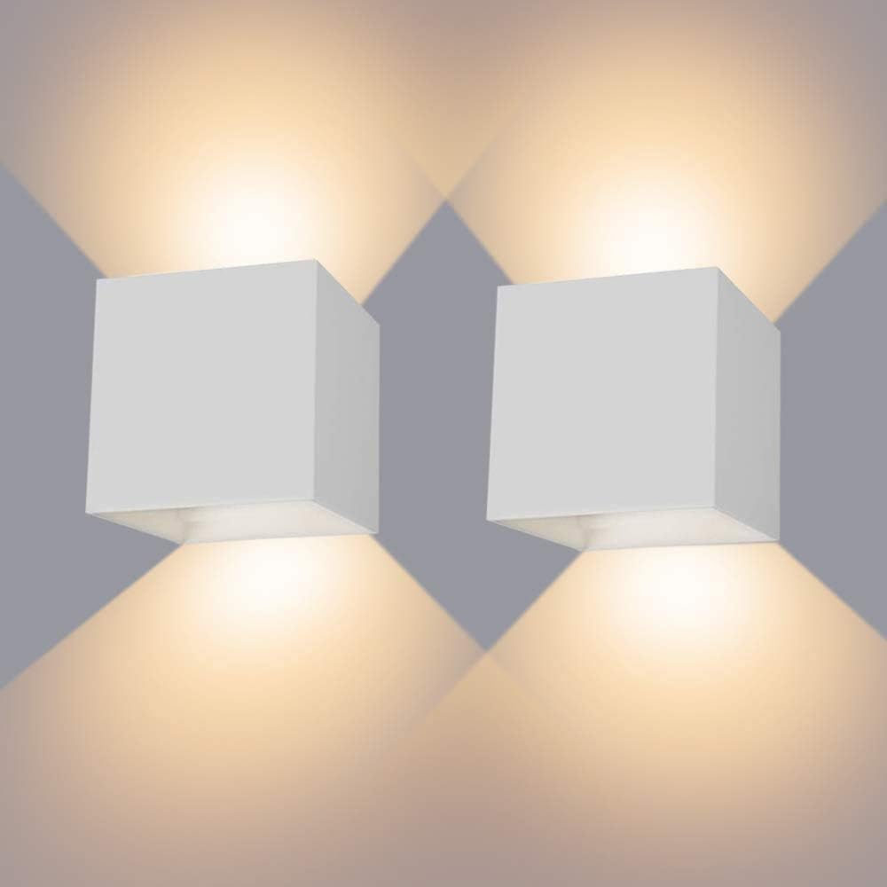 Zestaw 2 regulowanych downlightów LED 12 W, wodoodpornych, IP65, do użytku wewnątrz i na zewnątrz, o ciepłej bieli i barwie 3000 K, do salonu i kuchni