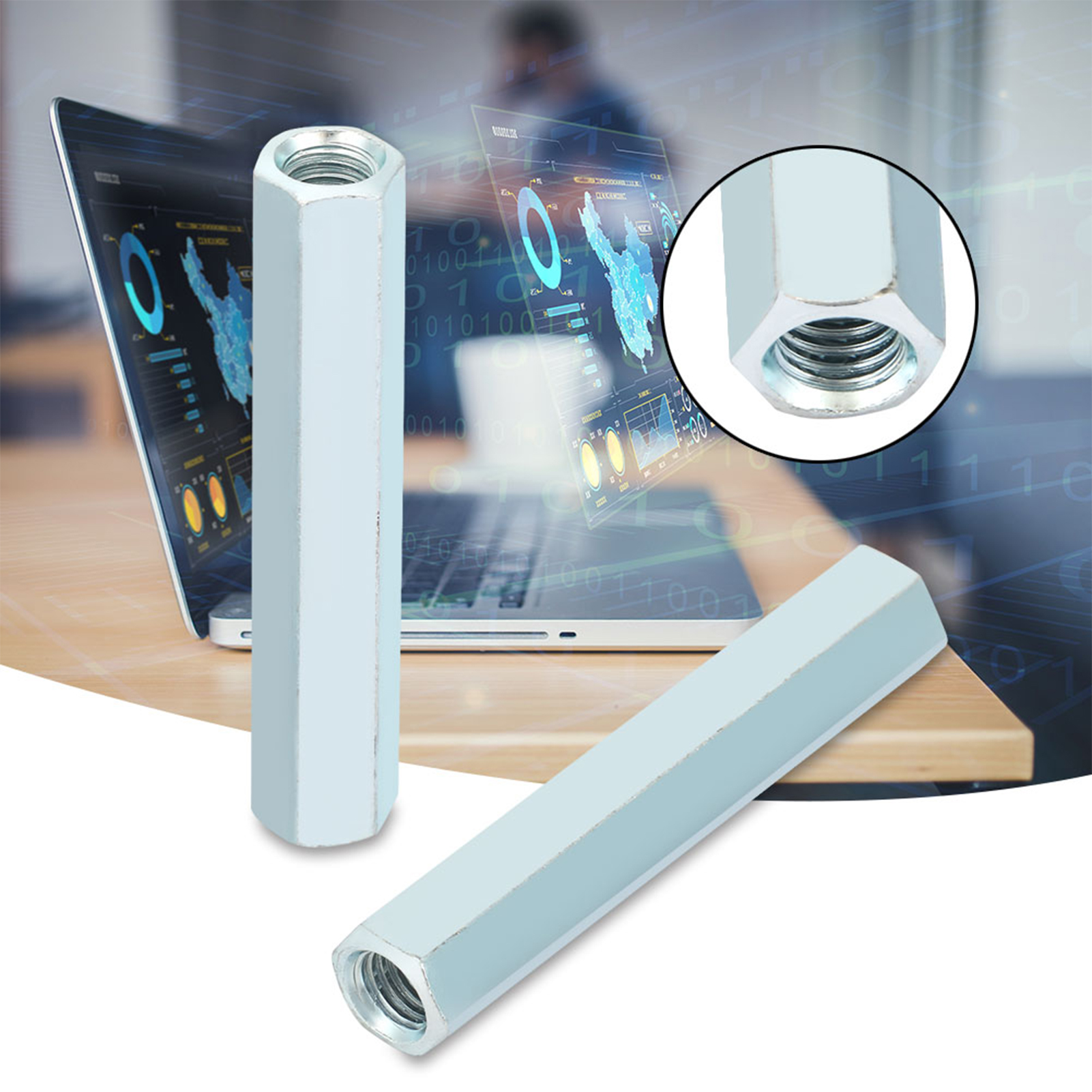 2 pezzi M8*66 Dado esagonale a gambo lungo Dado esagonale a manicotto Distanziatore Elementi di fissaggio filettati - 3