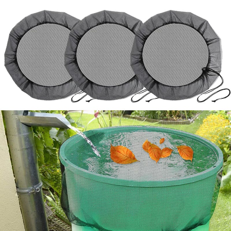 Regulowany, 3-częściowy pokrowiec na beczkę deszczową ze ściągaczem, chroniący liście - średnica 95 cm, kolor czarny