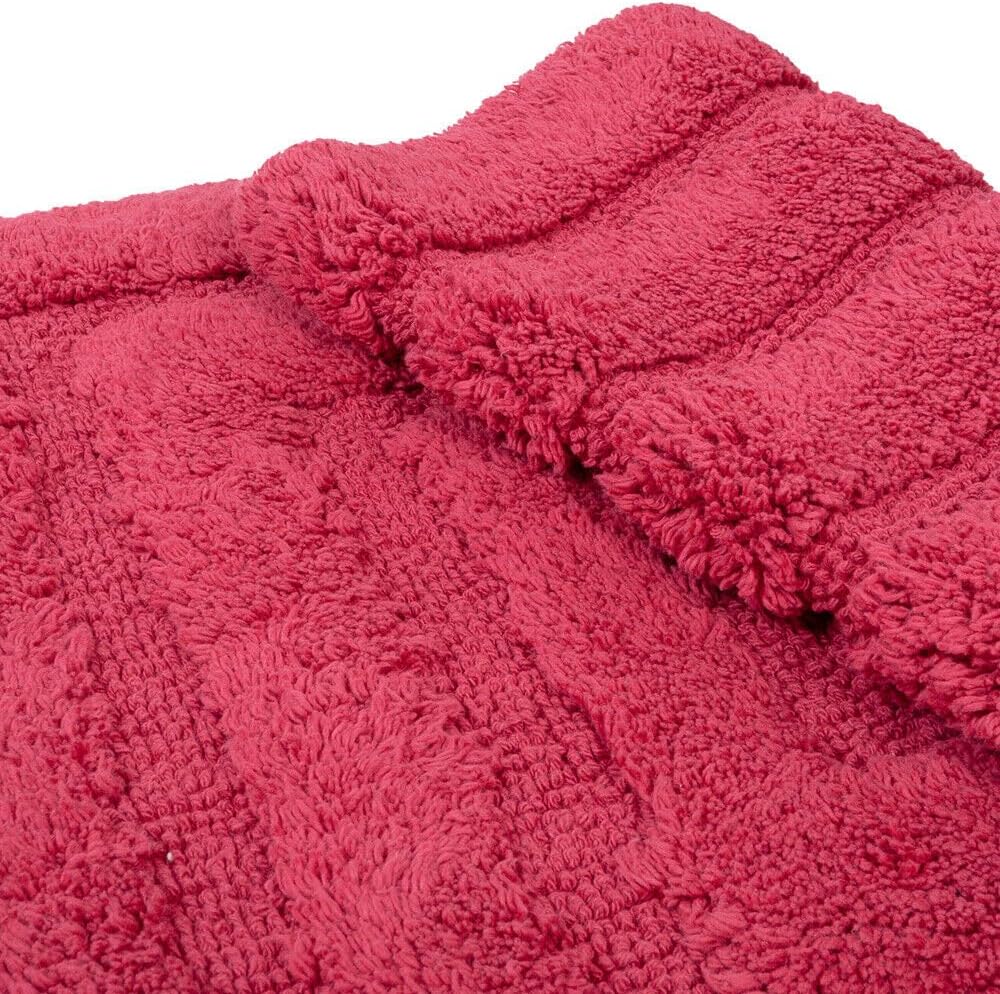 Tapete De Banho Em Algodão Puro 50x110 cm Elegante Luxuoso Macio Tapete De Cabeceira Antiderrapante Vermelho - 3
