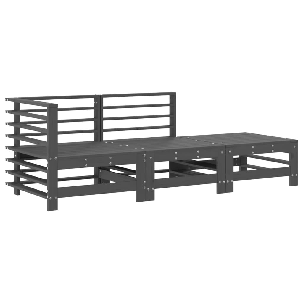 Maison Exclusive - Salon de jardin 3 pcs avec coussins gris bois massif - 3