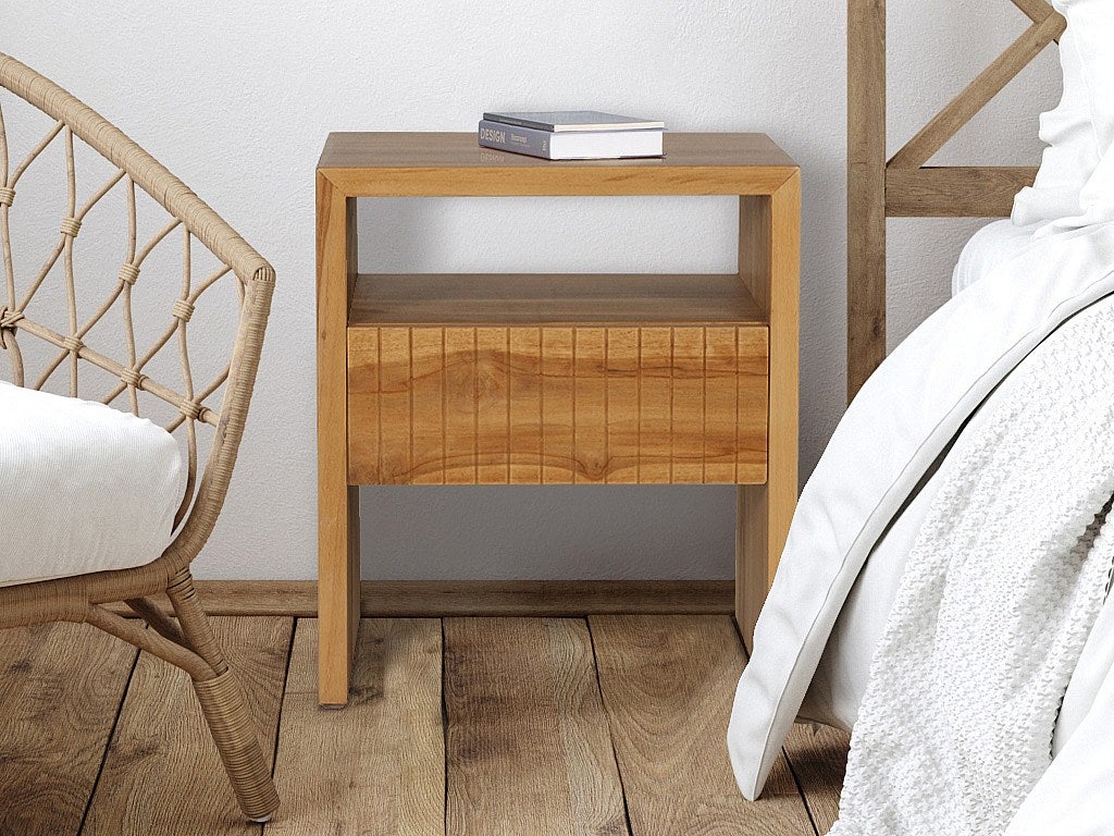 Lot De 2 Tables De Chevet Helsinki Scandinaves - Noir & Effet Hêtre, 1 Tiroir + Niche Ouverte, Style Nordique Élégant