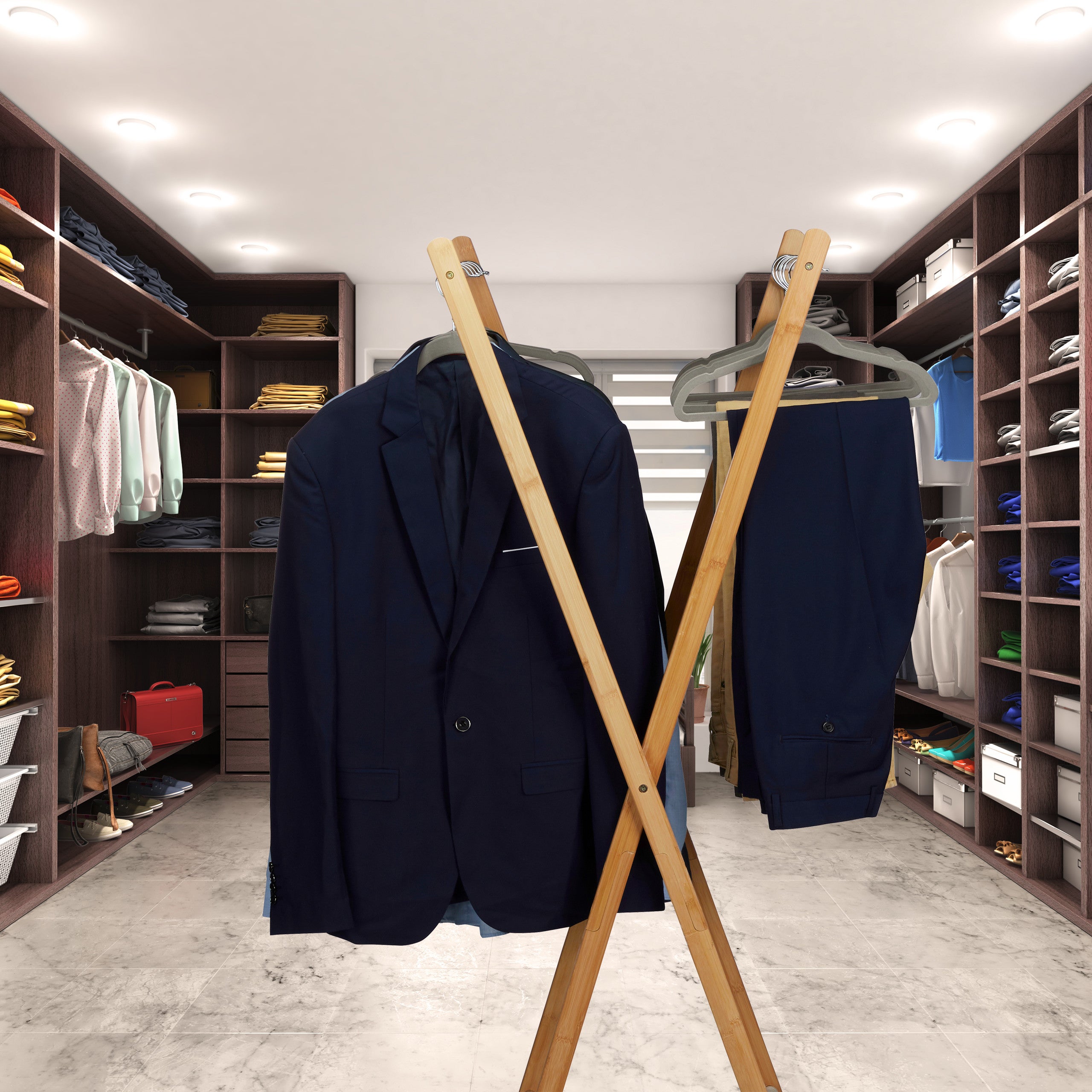 Set da 100 Grucce in Velluto, Sottili e Salvaspazio, Antiscivolo, Gancio Girevole a 360°, Camicie, Pantaloni, Grigie - 6