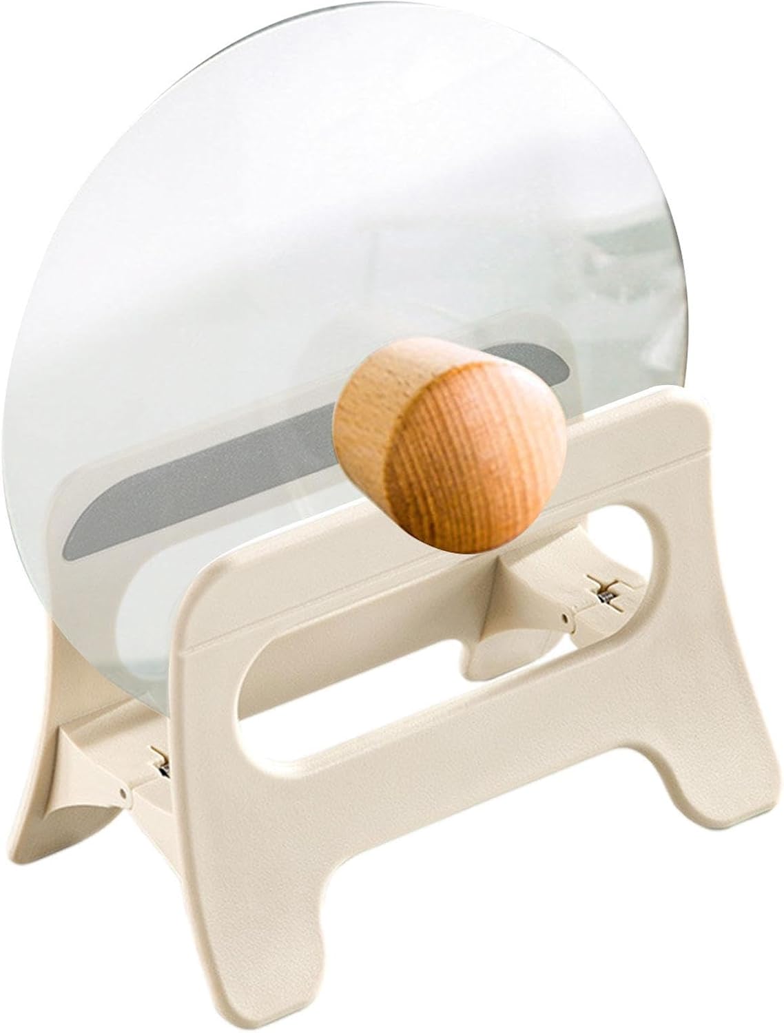 Kremowy uchwyt na pokrywkę kuchenną, organizer na pokrywkę z antypoślizgową powierzchnią, samoczynnie składany, antypoślizgowy haczyk na pokrywkę, or