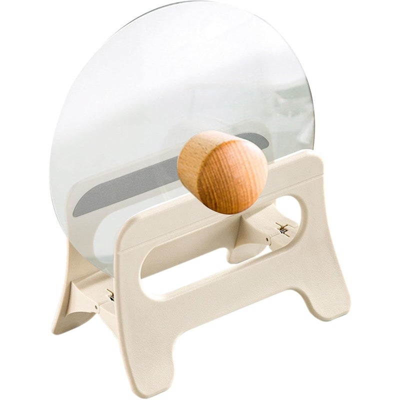 Kremowy uchwyt na pokrywkę kuchenną, organizer na pokrywkę z antypoślizgową powierzchnią, samoczynnie składany, antypoślizgowy haczyk na pokrywkę, or