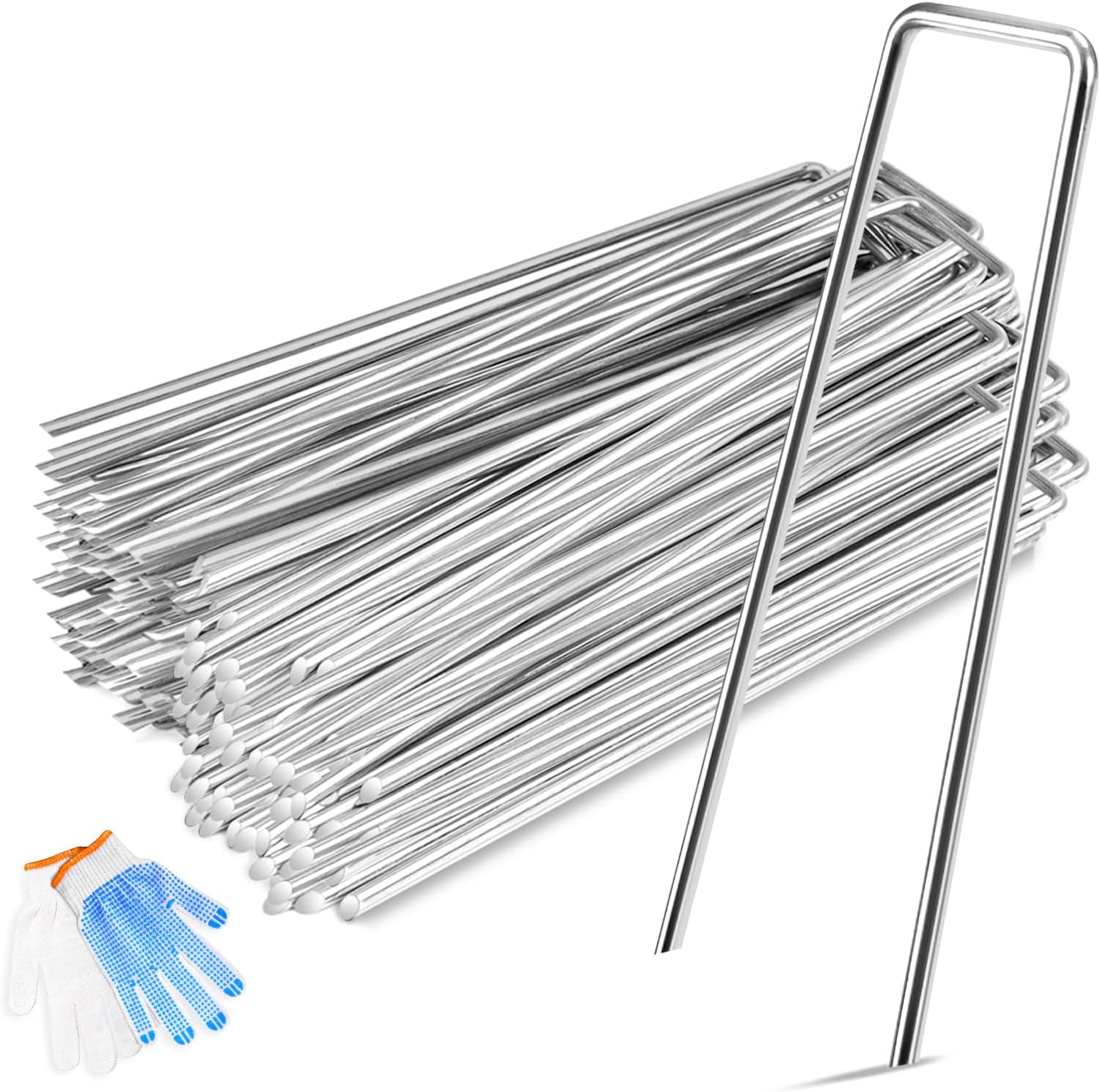 Partia 100 kołków mocujących ze stali galwanizowanej – 150 mm x 40 mm – do tkanin ściółkujących, trawników, plandek