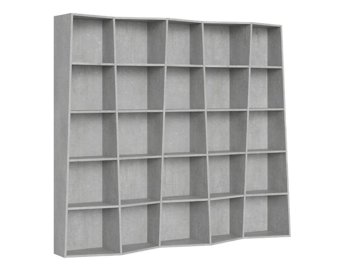 Librería de madera blanca desestructurada Brika 317 cm-Color Gris ...