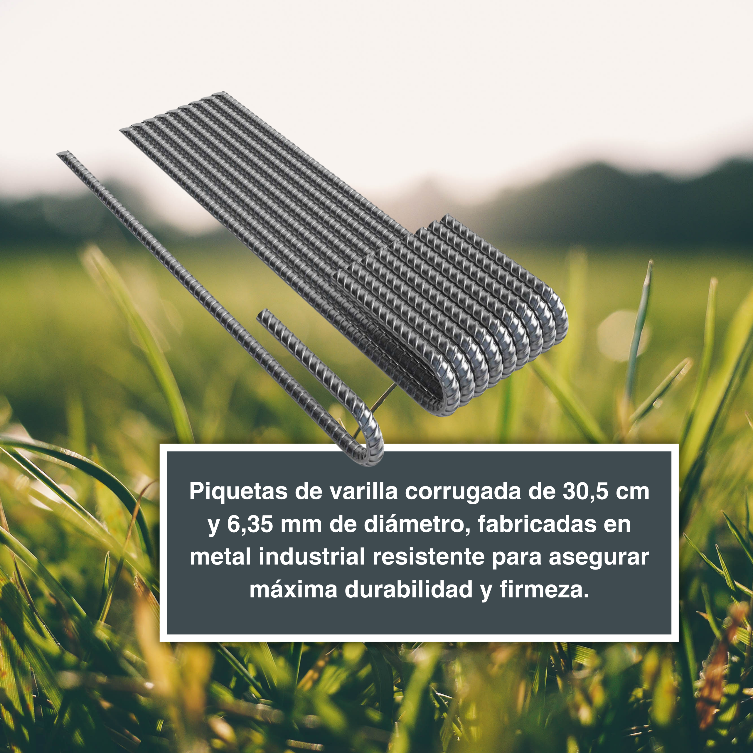 Pack de 10 piquetas de fijación de acero galvanizado en forma de J - ø 6mm - 6