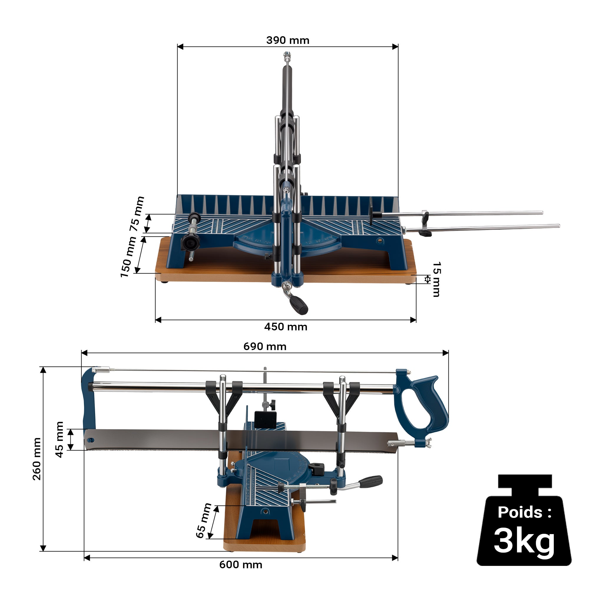 Sierra precisión tronzadora ingletadora angulo de mano 600 mm - 3