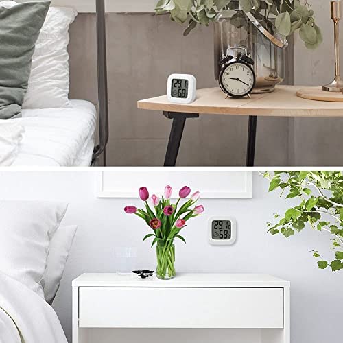Mini thermomètre LCD 4 pièces, hygromètre numérique, plage de température : -10 ℃ ~ + 70 ℃, blanc (pile bouton incluse) - 6