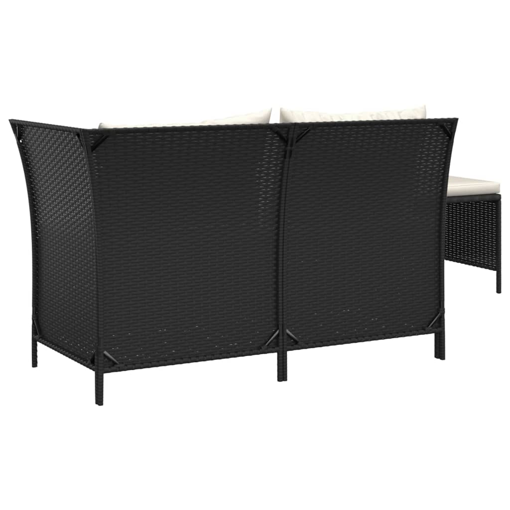Maison Exclusive - Set Divani da Giardino 3 pz con Cuscini Nero in Polyrattan - 5