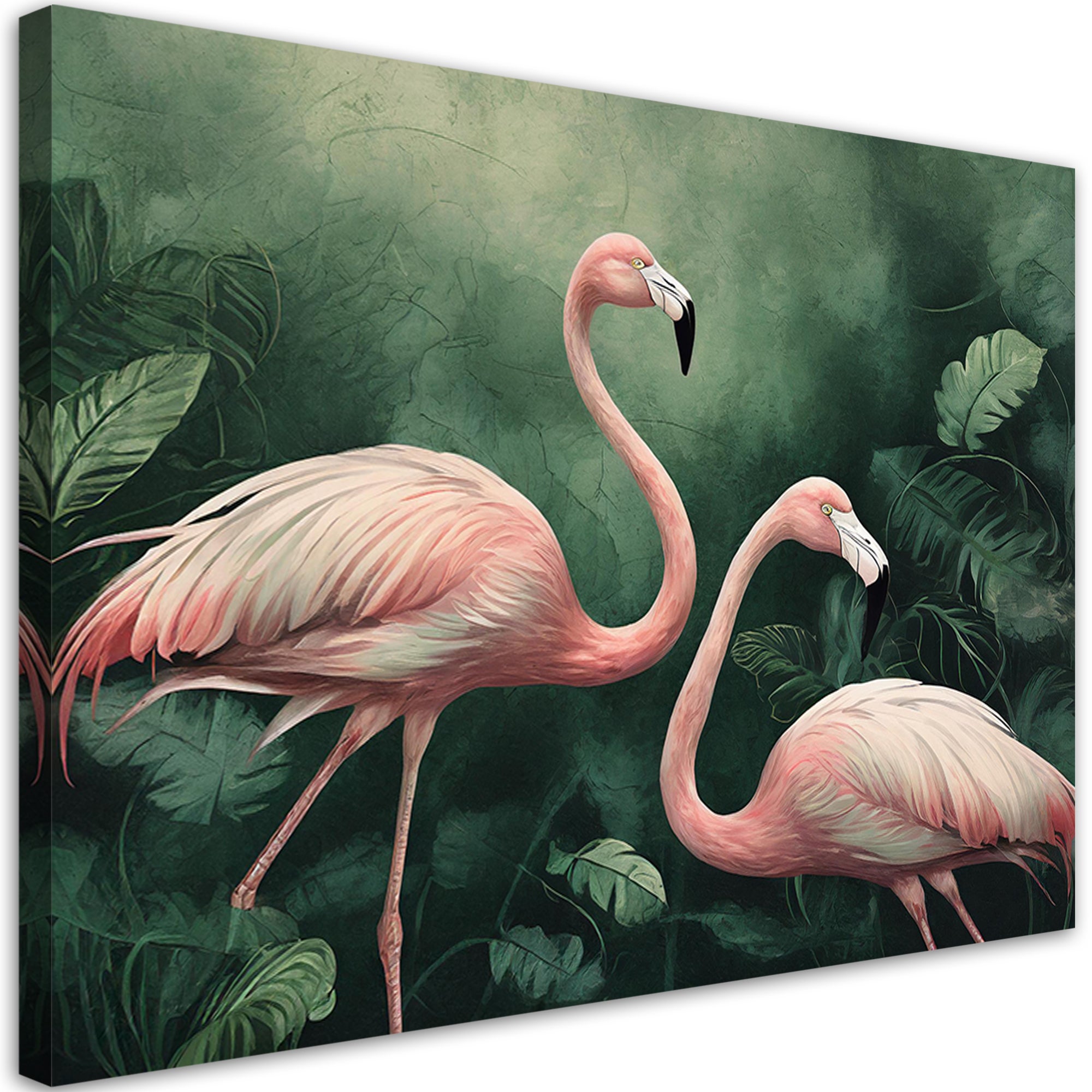 Obraz na płótnie, flamingi, botanika, natura 60x40
