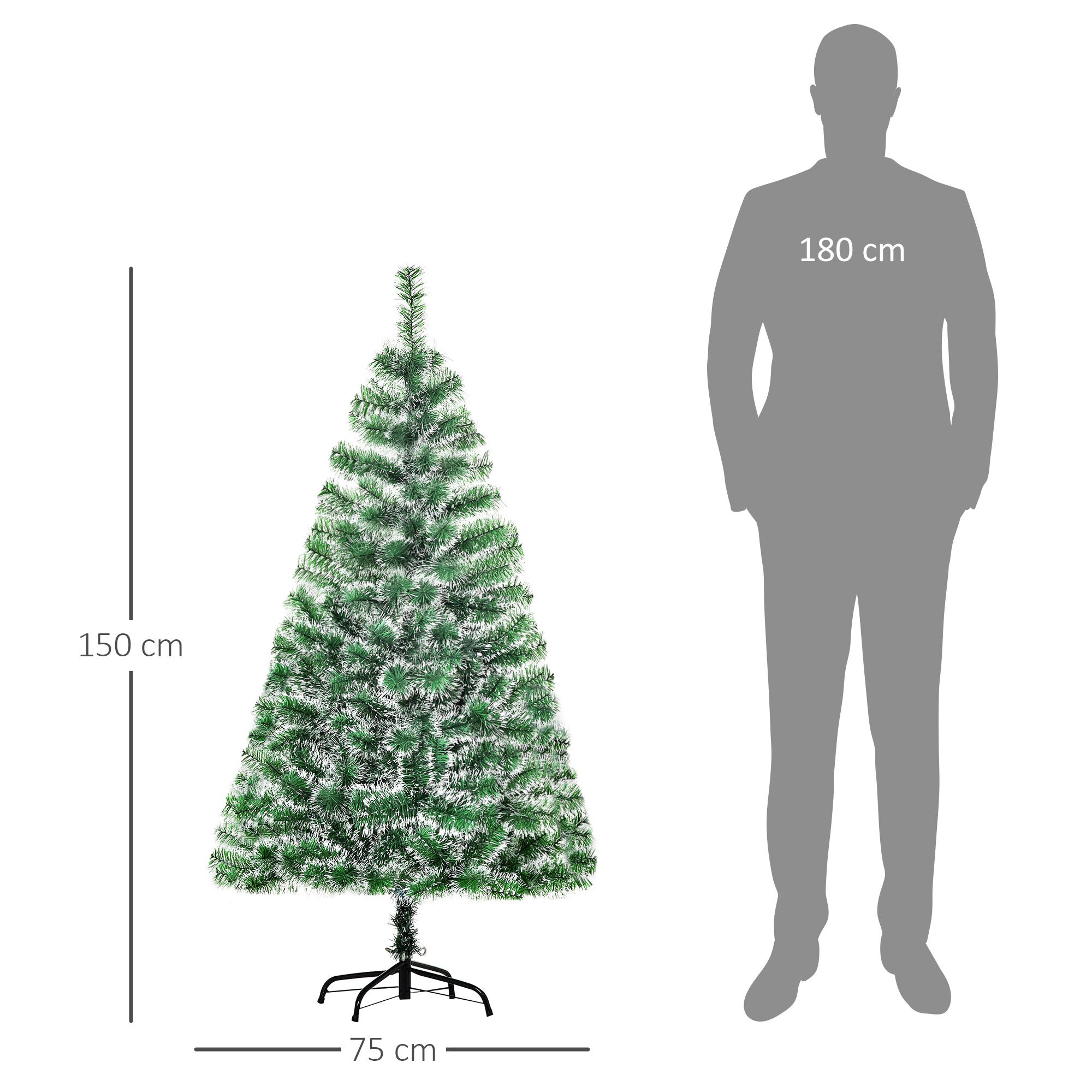 Árbol de Navidad HOMCOM PET, Metal Verde 75x75x150 cm - 4