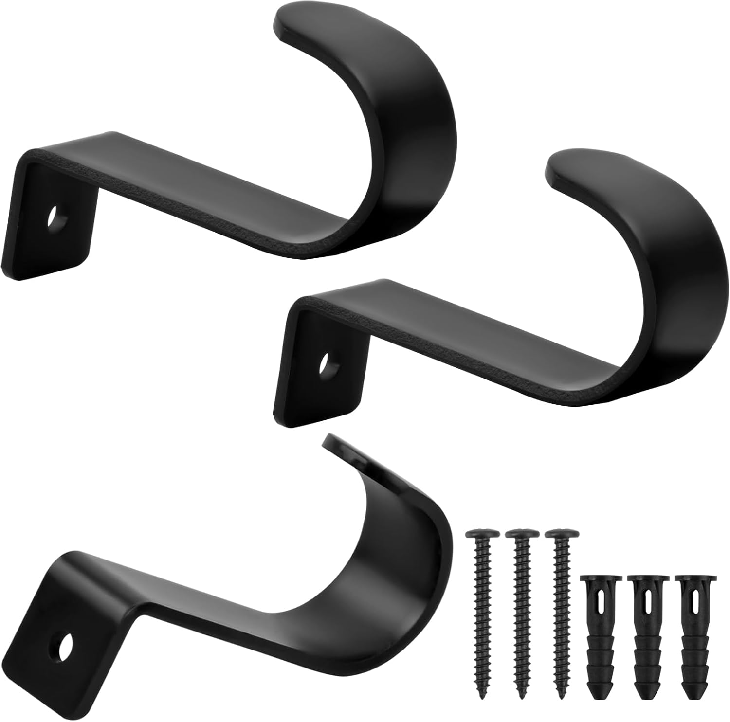 Lot de 3 Support de Tringle à Rideaux avec 3 Vis, Supports de Poteau ...