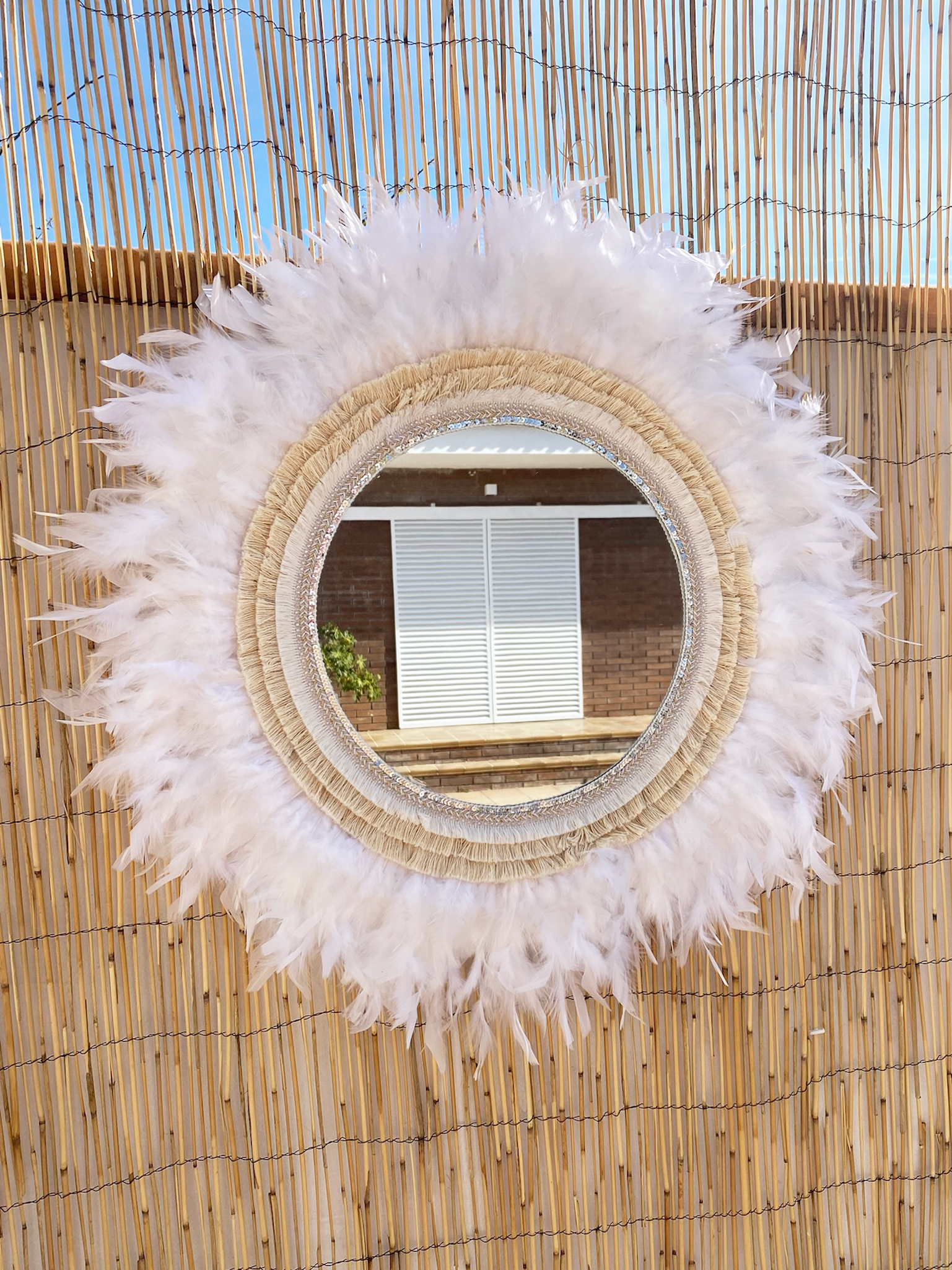Okrągłe lustro z piórami – MIRROR BRILLI BRILLI czarne Ø całkowita 90 cm - 2