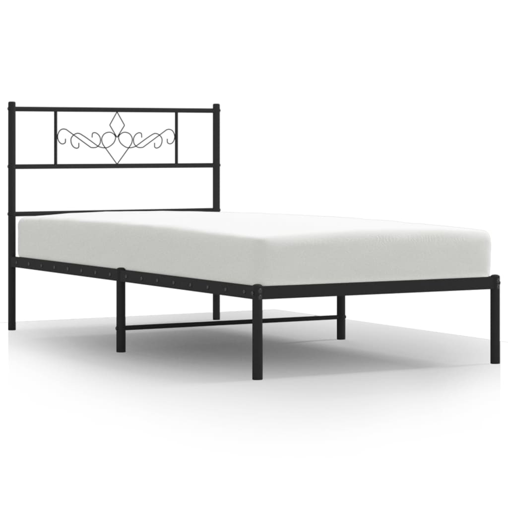 Łóżko Metalowe Czarne Rama Łóżka Ze Stelażem Do Sypialni Pokoju 90x190 cm
