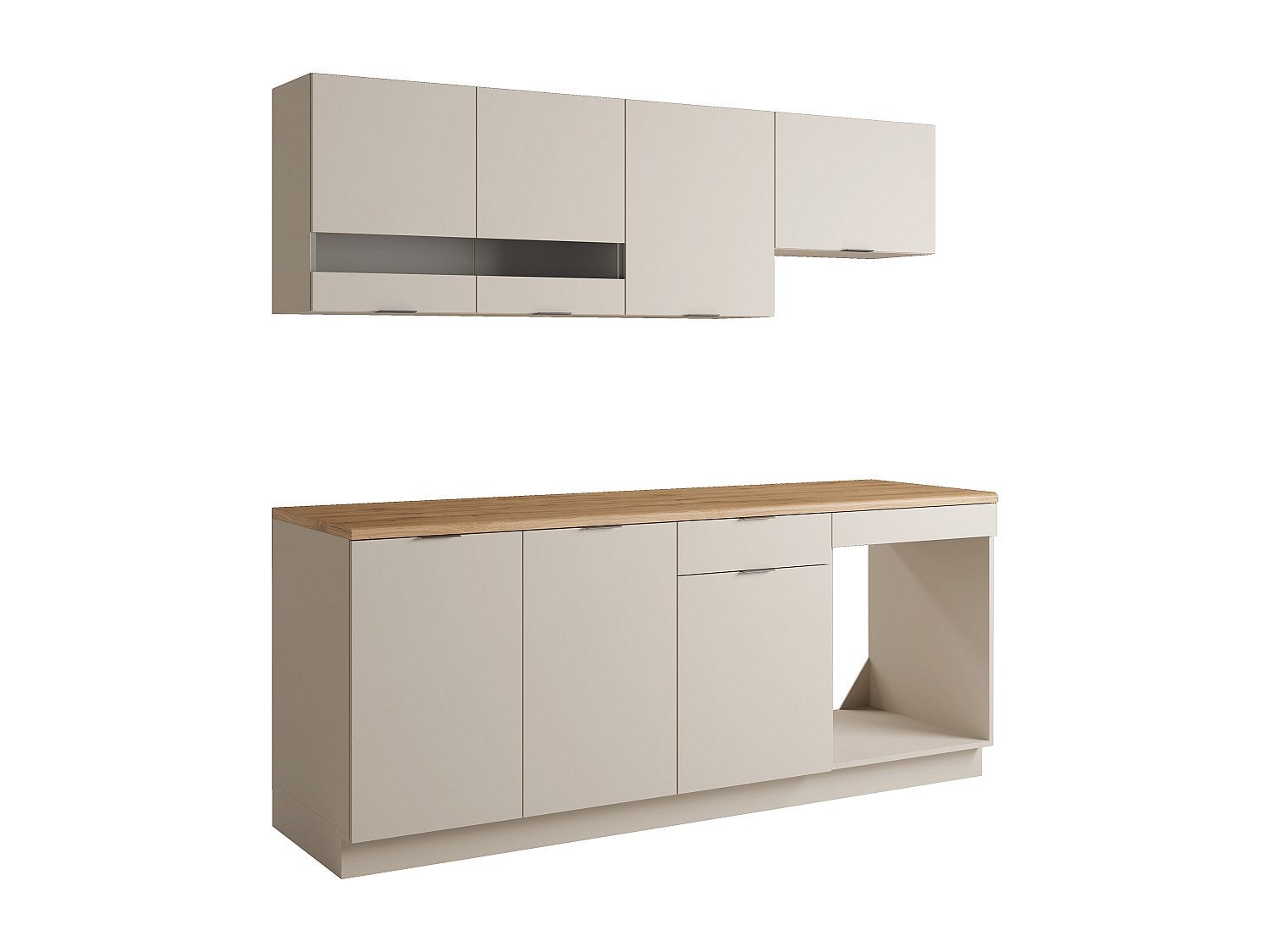 Cuisine complète - Avec plan de travail 200 cm - Beige et Naturel - CARMEO - 3