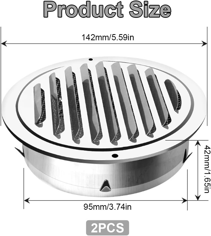 Griglia Di Aerazione In Metallo Rotonda 100 Mm Nera - MR100M