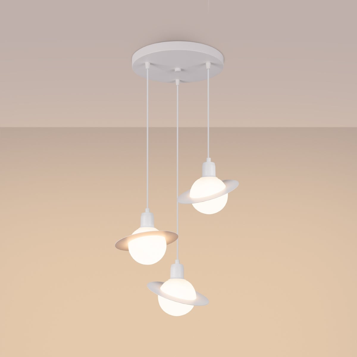 Lampa wisząca GLOXO 3P biały LED 3000K - 32x32x120cm Sollux