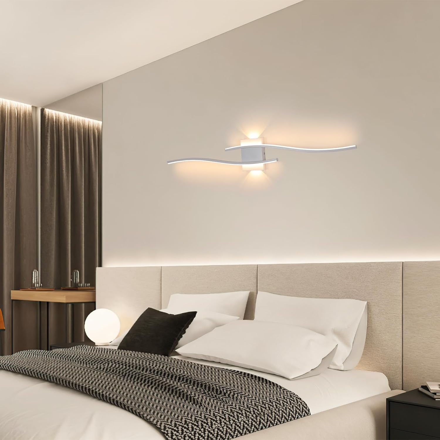 COMELY Applique murale LED intérieure 27W 3037LM 3000K, lampe murale design moderne blanc chaud pour chambre et salon - 4