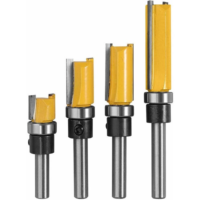 4 szt. frezów do drewna 1/4", wysokiej jakości frezy kopiujące ze stali stopowej, rozmiary ostrzy: 10 mm, 20 mm, 25 mm, 38 mm