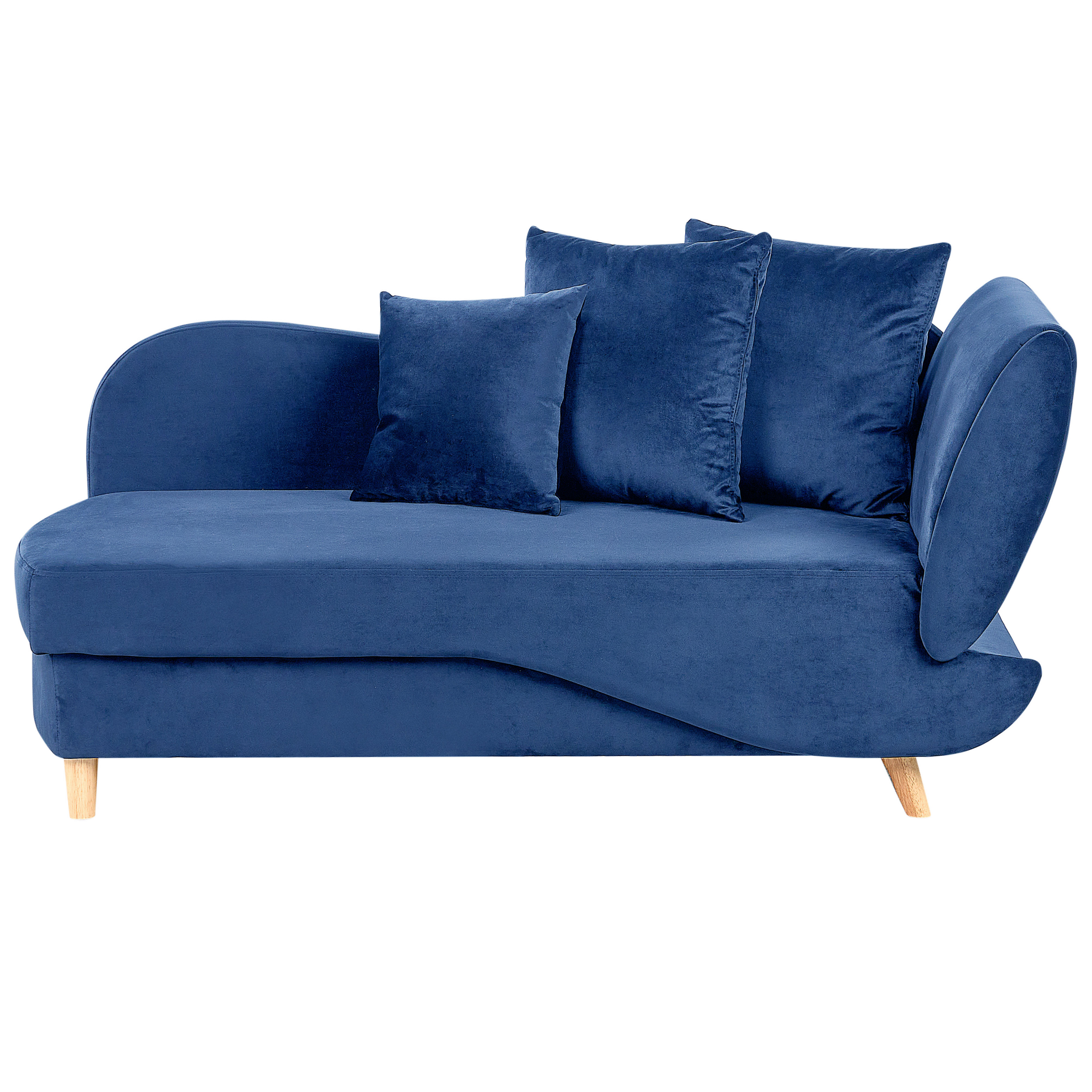 Beliani chaise longue de terciopelo azul derecho con almacenaje meri ii