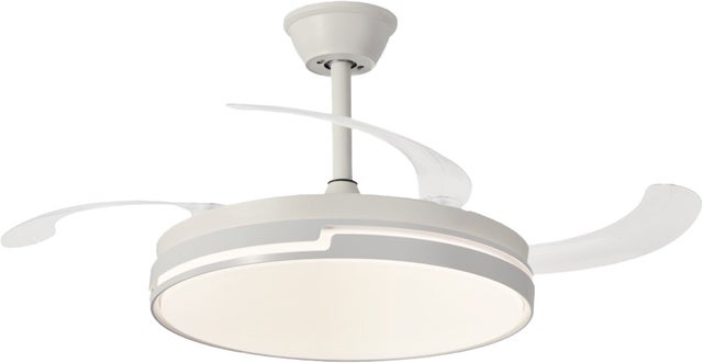 NARVI Ventilador de techo Blanco, con 3 Palas retráctiles, Motor DC, LED 45Wx2, Regulable, Memoria Y Mando. REF. BRASIL 7030 WH