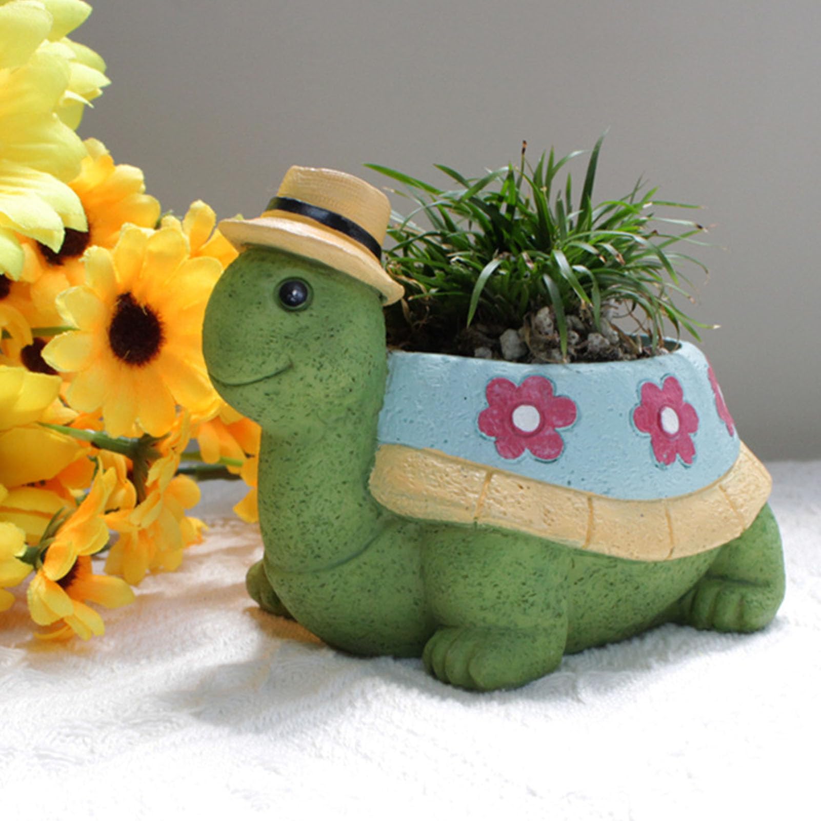 Pot de fleurs décoratif en forme de tortue, mignon, animal, paysage, pot de fleurs en résine, pot succulent pour décoration de jardin, patio extérieur - 5