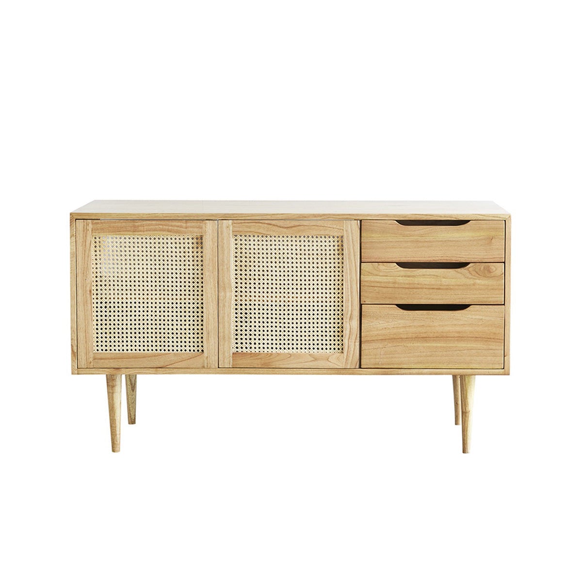 Meuble sous vasque en mindi massif et cannage 135 cm HANA - 2