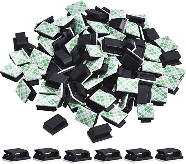 100 Pièces Clips de Câble Adhésif Clips de Fils Gestion des Câbles Serre-Câbles Support de Cordon de Fil, Blanc