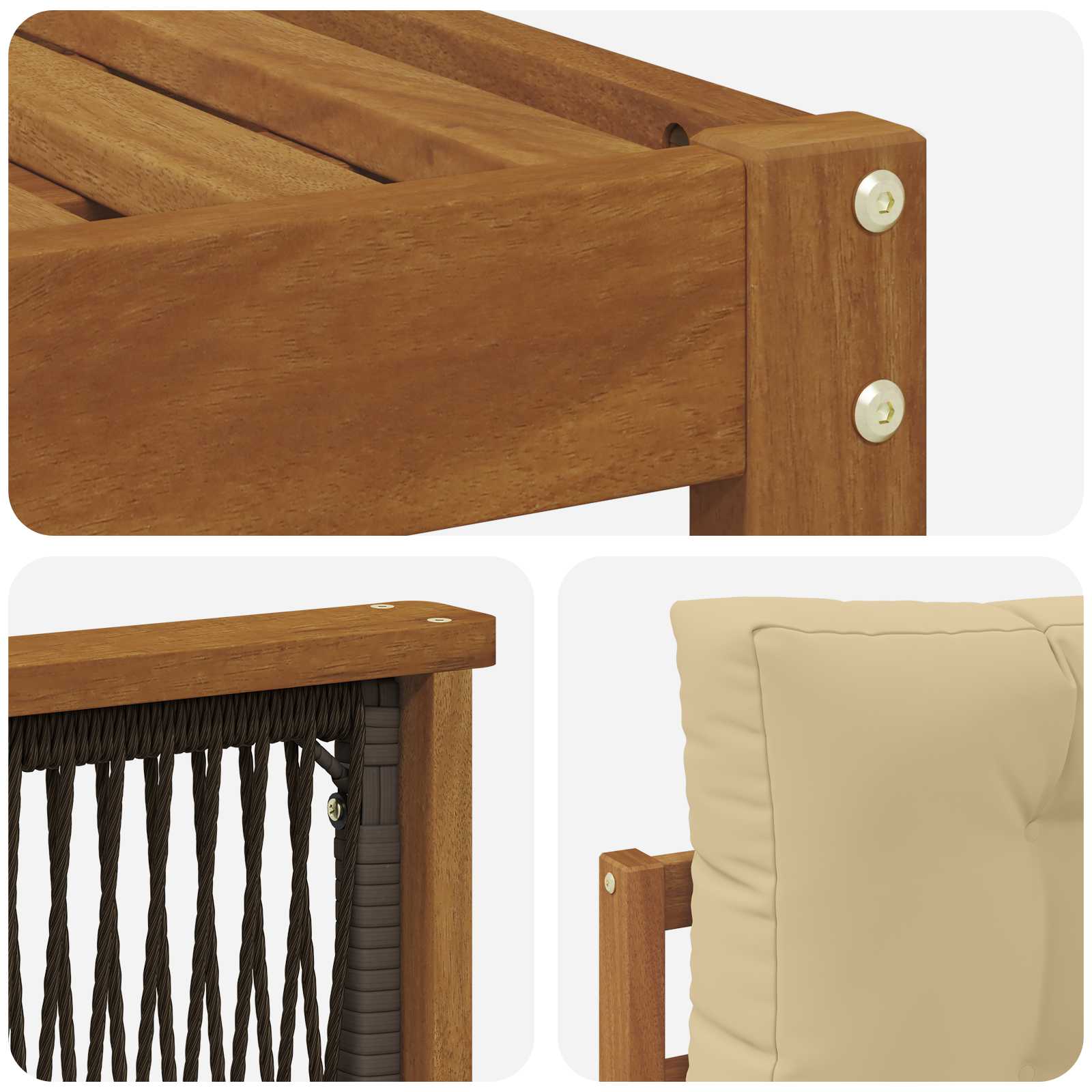 Ensemble de canapés d'extérieur, 9 pièces, naturel et beige, pour la terrasse - 7
