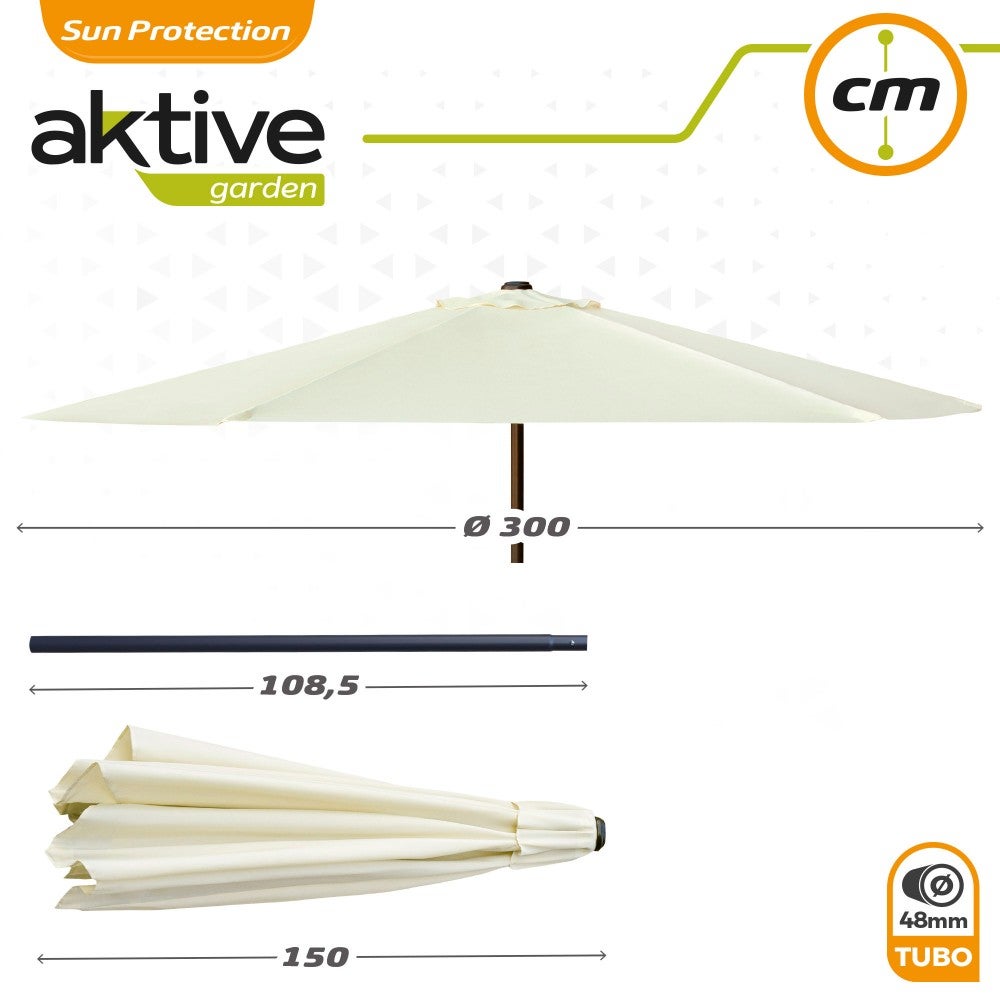 Parasol Carré De Terrasse AKTIVE 175x175 Cm Gris - Mât Inclinable, Tissu UV30, 4 Baleines - Facile à Monter Et Ranger