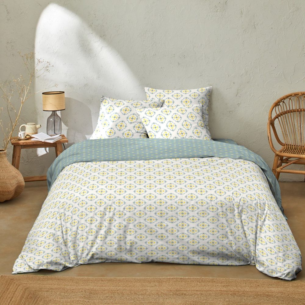 Parure De Lit 3 Pièces 220x240 Cm + 2 Taies – 100% Coton 51 Fils, Motif Meo Multico, Oeko-Tex