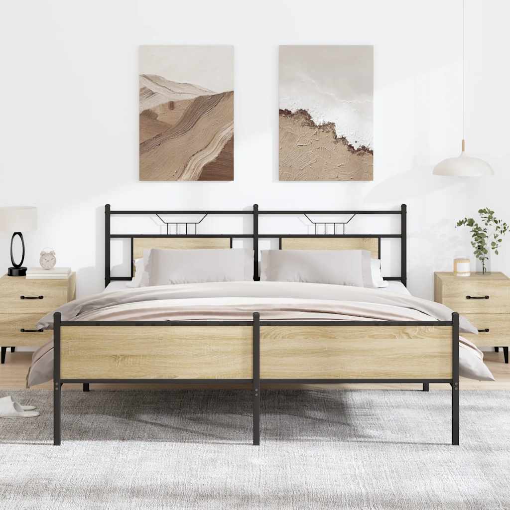 Metalowa rama łóżka, bez materaca, dąb sonoma, 180x200 cm vidaXL