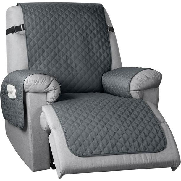Copripoltrona Reclinabile Elasticizzato 1 Posto - Fodera Per Poltrone Relax Manuali Ed Elettriche (Grigio Scuro)