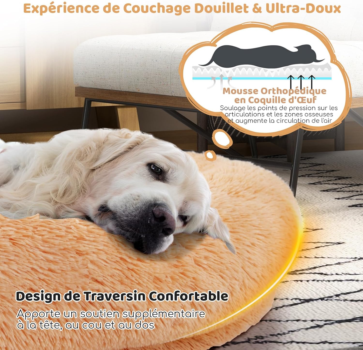 Letto per Cani Umani, Cuccia per Cani di Taglia Umana con Coperta Morbida, Cuscino Morbido, Letto Pelo Finto Gigante e Lavabile per Persone e - 4