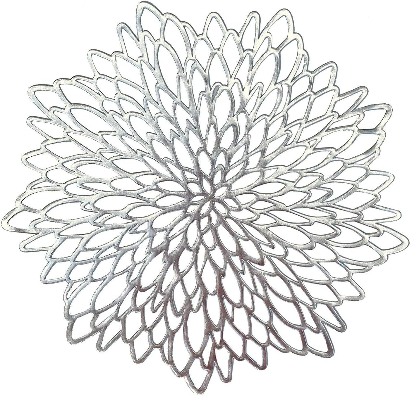 Zestaw 6 posrebrzanych, okrągłych sztućców z tworzywa PVC, zmywalnych i odpornych na ciepło do 38 cm, idealny na Boże Narodzenie, wesela, do gotowani