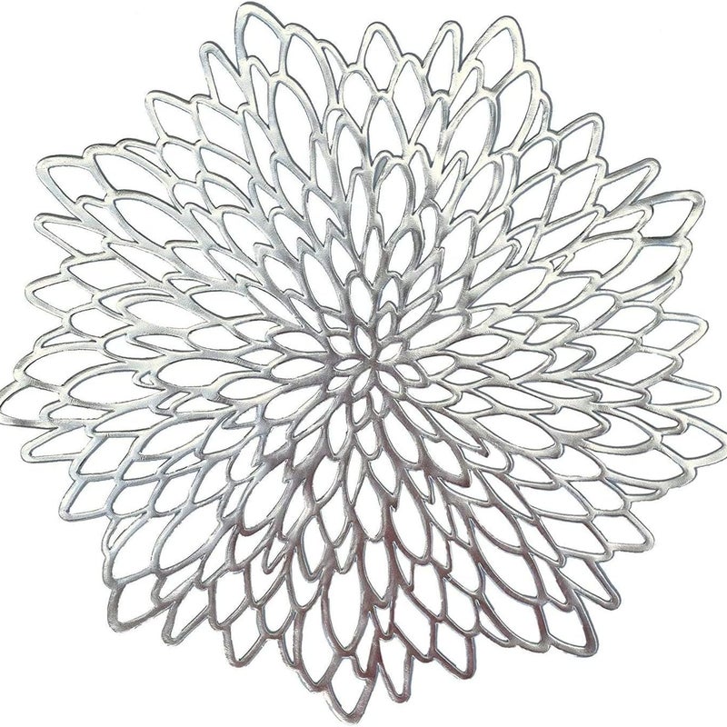 Zestaw 6 posrebrzanych, okrągłych sztućców z tworzywa PVC, zmywalnych i odpornych na ciepło do 38 cm, idealny na Boże Narodzenie, wesela, do gotowani