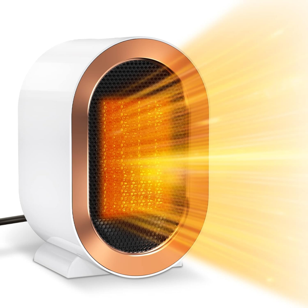 Grzejnik z wentylatorem 1200 W z 2 trybami, przenośny, ceramiczny PTC 3S, szybkie nagrzewanie, cichy, biały