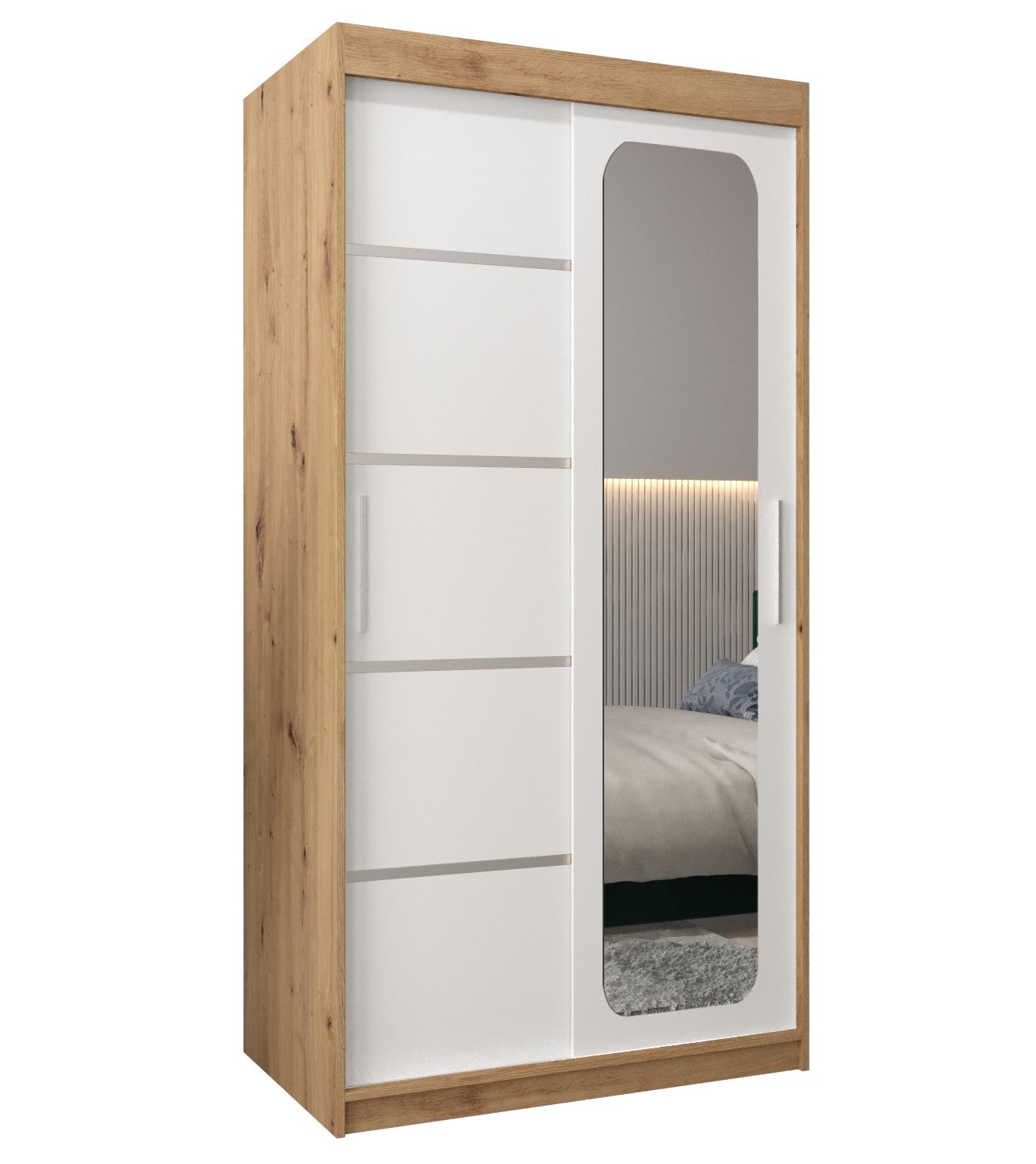 Szafa przesuwna garderoba PROMO V2 100 x 62 x 200 cm Artisan + Biały - Abiks Meble