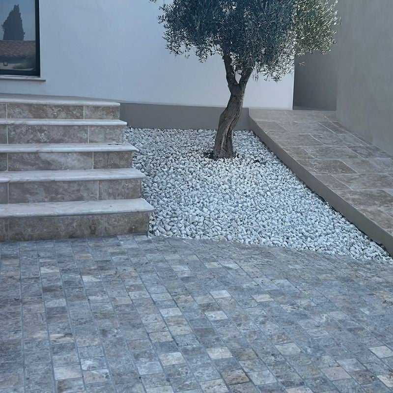 Pavé Travertin Gris Silver 1er choix Vieilli 15x15x3 cm - Boîte de 1m² - 4