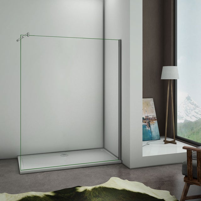 Aica Paroi De Douche 130x200cm Paroi De Douche À L'italienne Anticalcaire Avec Barre De Fixation Extensible Cylindrique