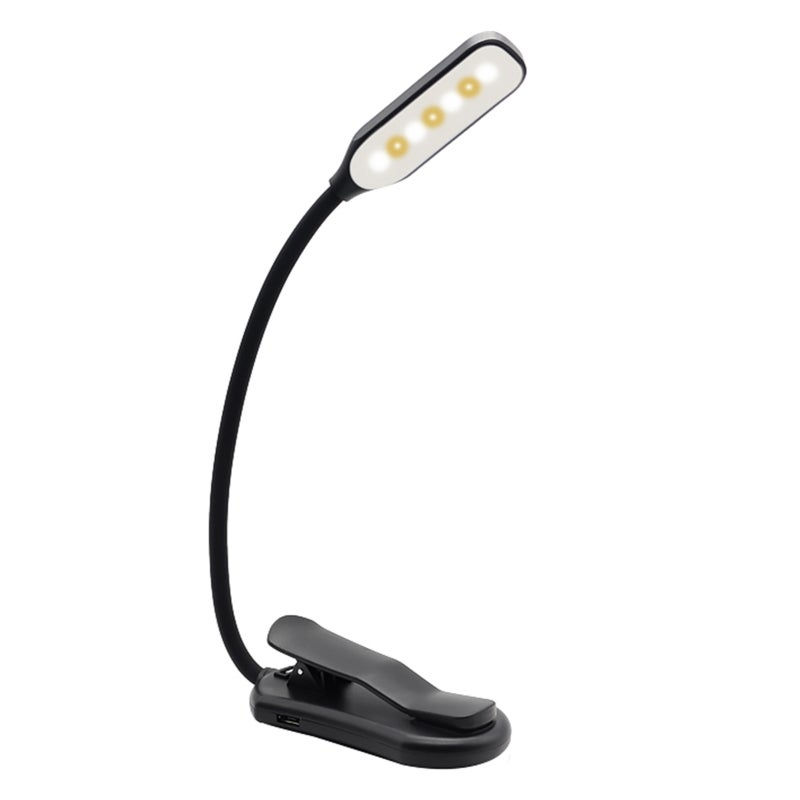 Lampka do Czytania z 7 diodami LED, Ładowalna - 3 poziomy jasności, Przełącznik dotykowy, Lampka nocna dla dzieci, Łatwe w użyciu klipsy