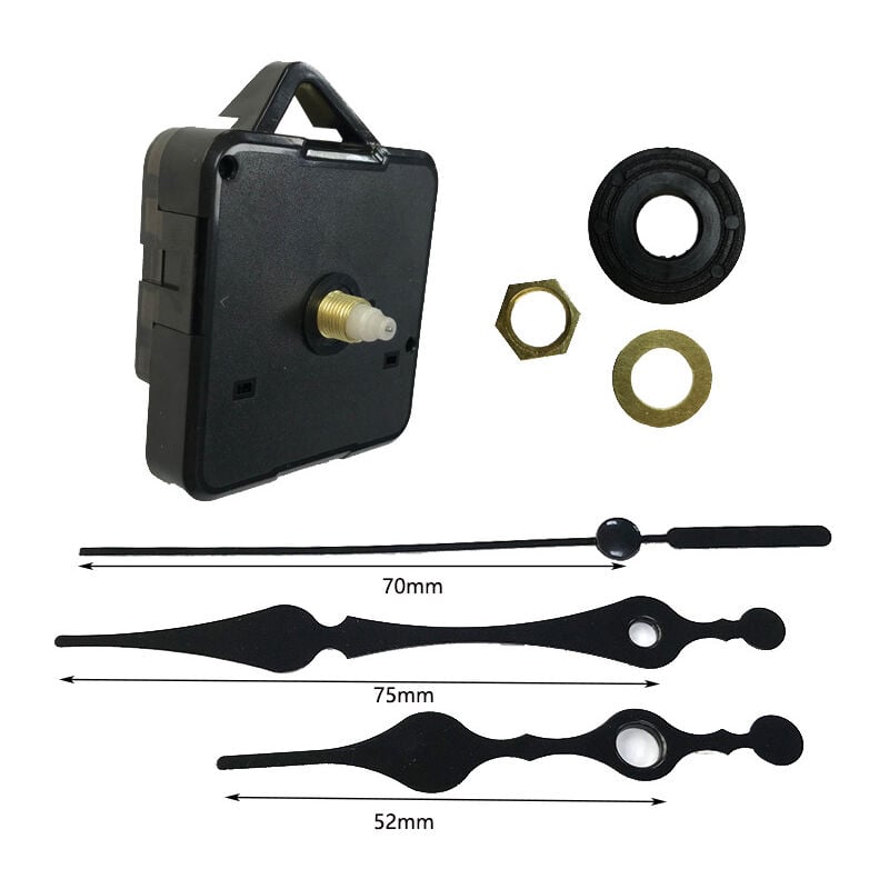 Mécanisme D'horloge Mural Silencieux - Kit De Réplacement Avec Aiguilles - Arbre 12 Mm, Pour Panneaux 1-2 Mm D'épaisseur