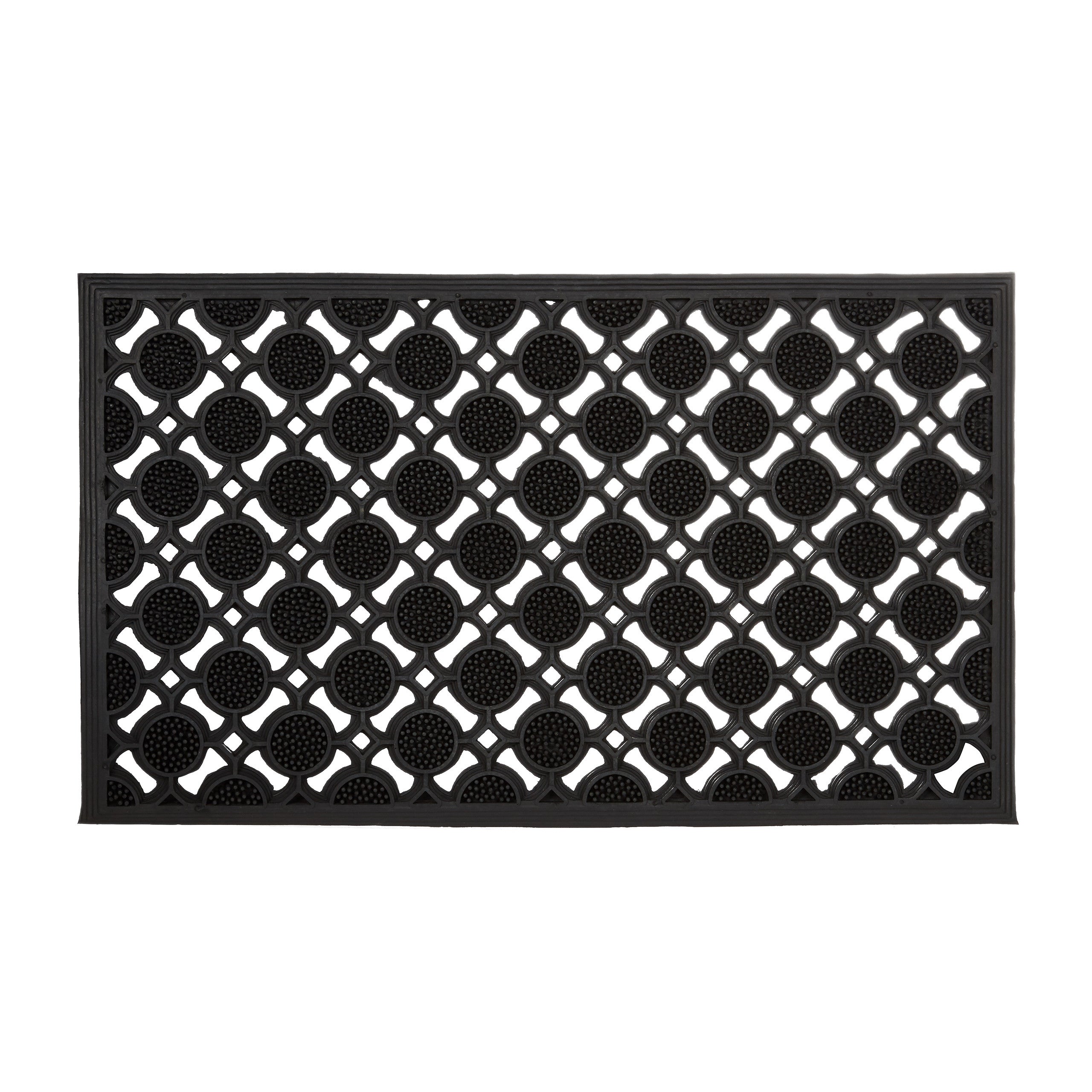 Relaxdays felpudo rectangular decorativo para la entrada, 0.5 x 75 x 45 cm, hecho de caucho/goma, antideslizante, negro