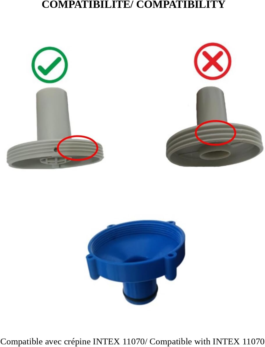 Adaptateur Traîneau Raccord Vis 80 mm Tube 32 mm - Bleu - Compatible Filtre Intex 11070 pour Nettoyage de Piscine Efficace - 6