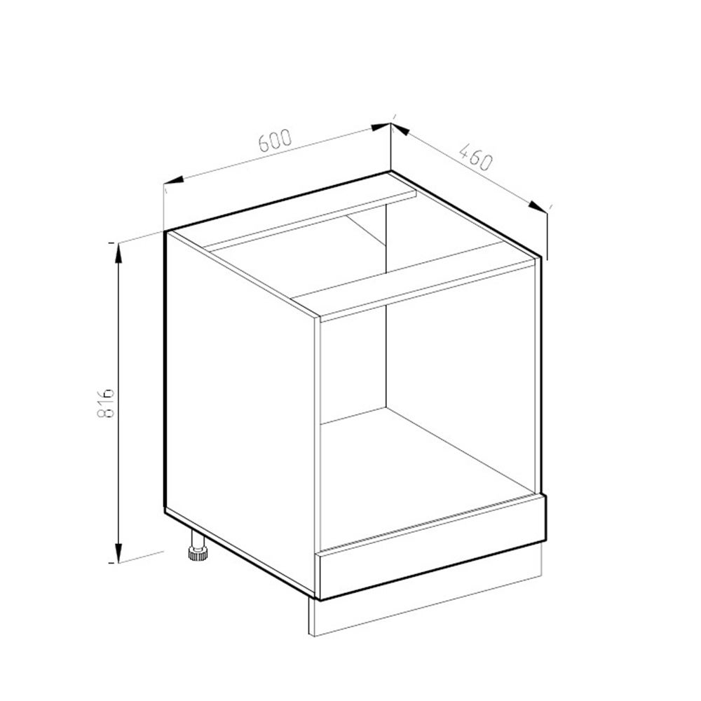 Vicco Meuble pour four R-Line, Chêne de force doré, 60cm J-Shape PT Marbre - 3