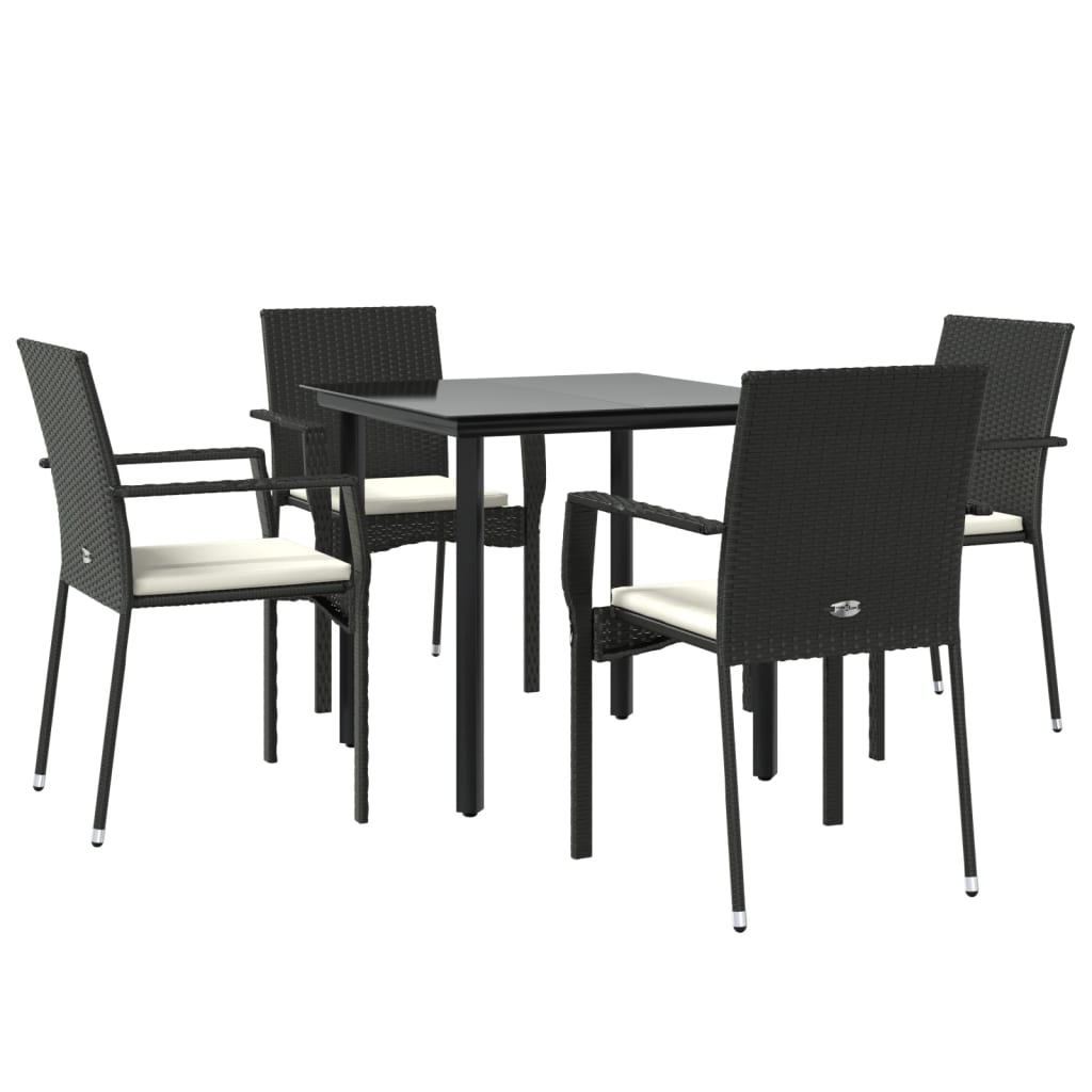 Maison Exclusive - Set da Pranzo da Giardino 5 pz Nero con Cuscini in Polyrattan - 3