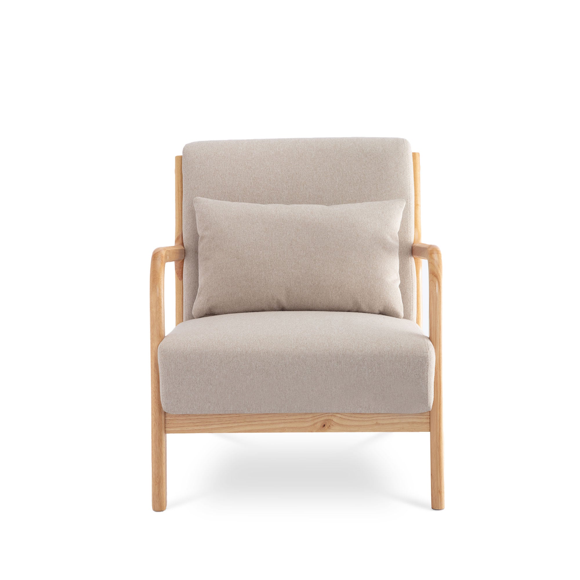 Fauteuil scandinave vintage MARIE lin beige et bois - 3